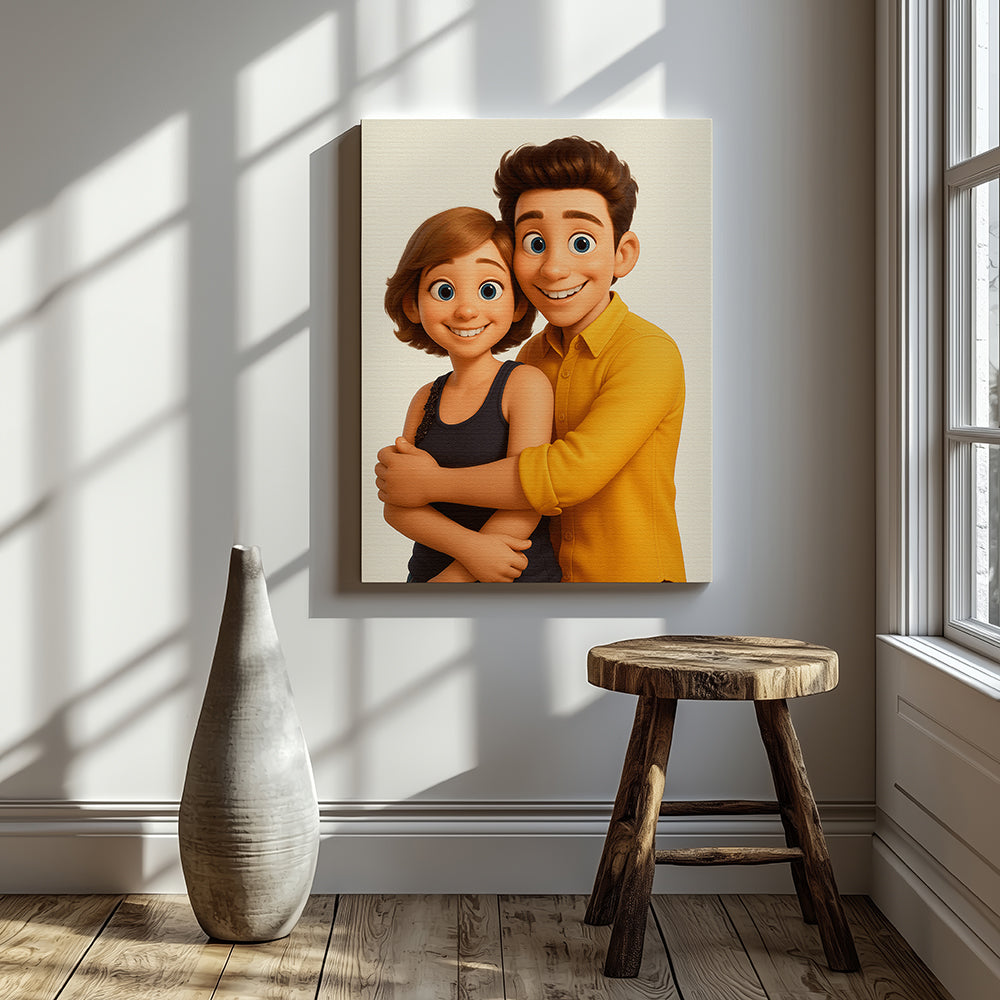 Pixar-Inspired Family Canvas - Turn Your Photo into Pixar-Style Art - Perfect Gift for Siblings, Loved Ones
