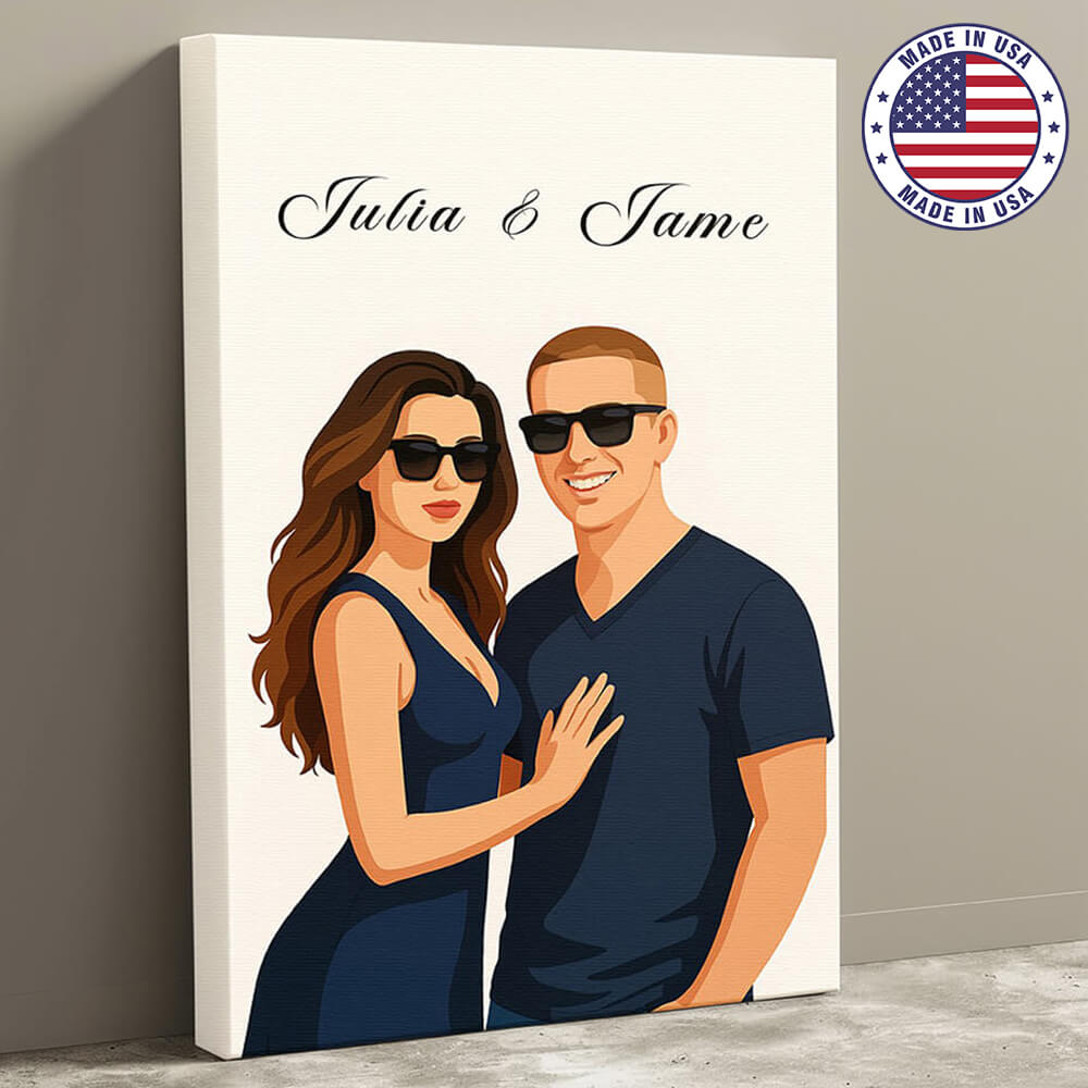 Custom Caricature Canvas – Turn Your Photo into Vector Style - Unique Gift for Lovers