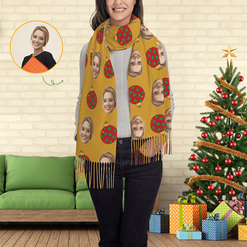 Custom Scarf Christmas Ball Personalized Photo Scarf Soft Winter Scarfs