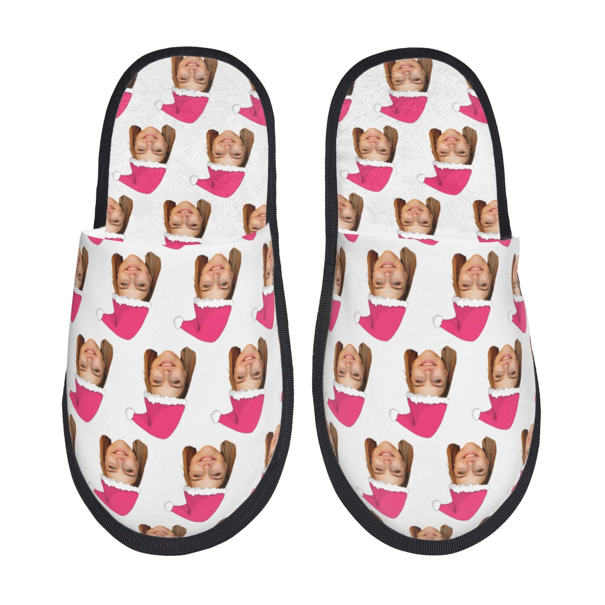 Custom Photo Slippers Santa Hat Winter Cotton Slippers for Men Women