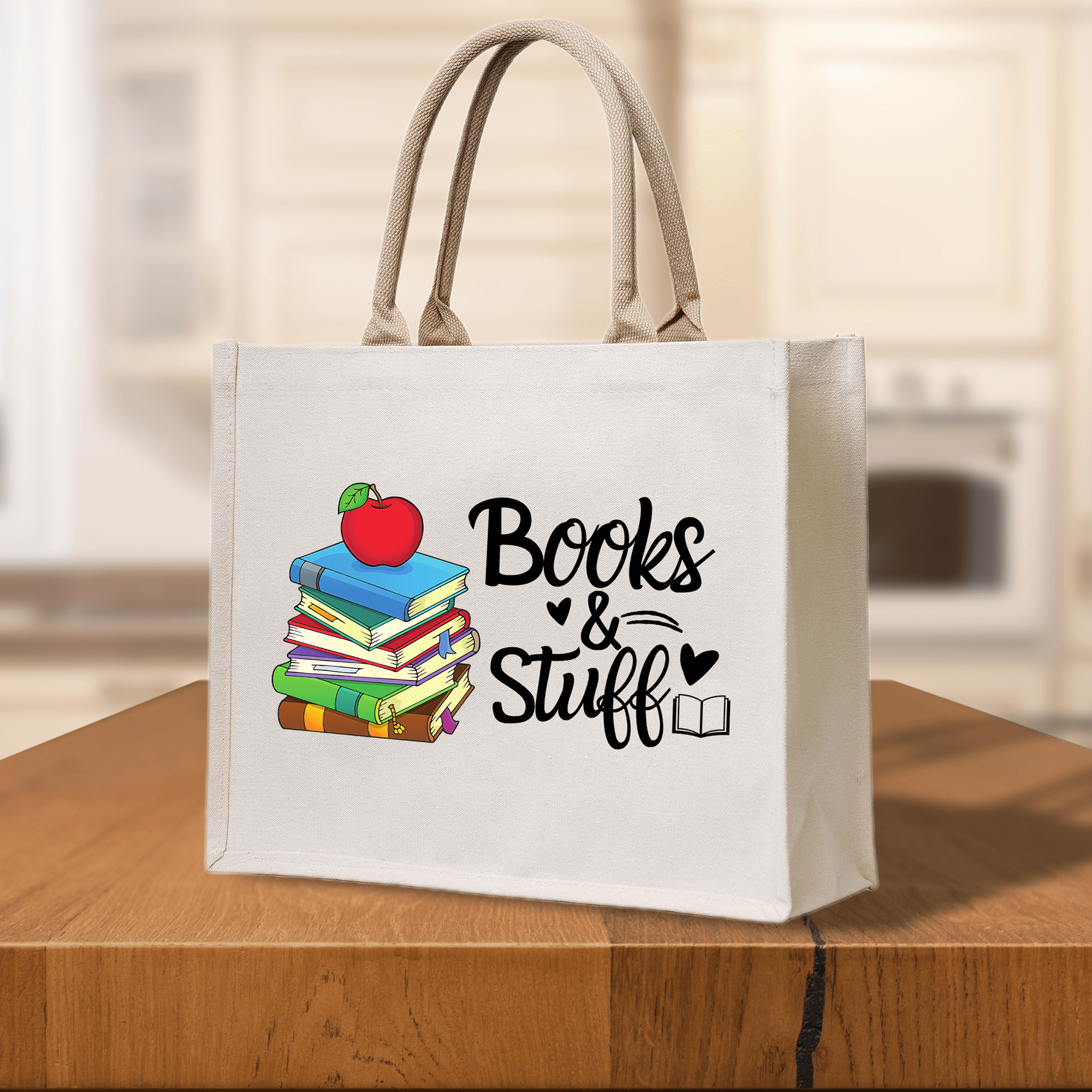 Books and Stuff Custom Teacher Name Bag Tote Bags Canvas Teacher