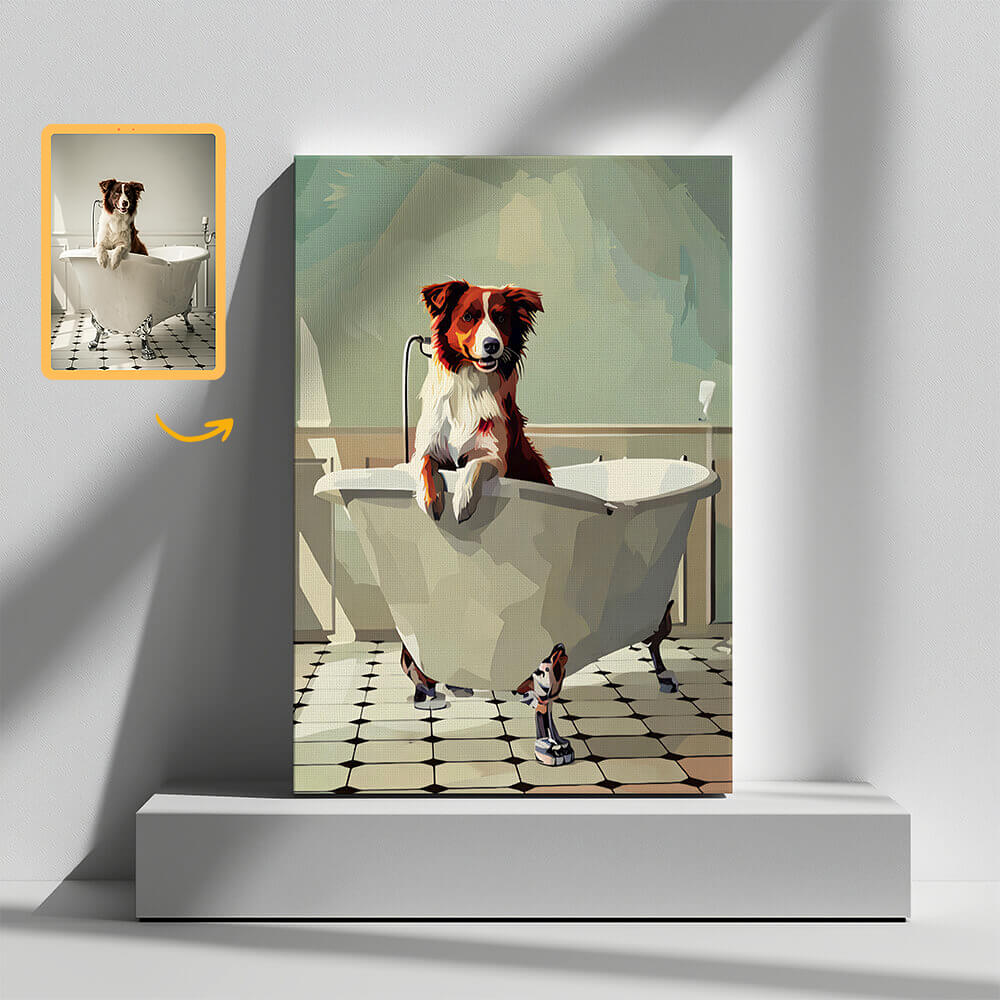 Custom Dog Portrait Canvas - Personalized Pet Wall Art from Photo - Memorial or Funny Gift for Dog Lovers