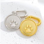 Round Paw Print Engraved Pet ID Tag
