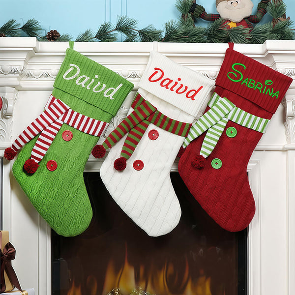 Personalized Embroidered Knitted Christmas Stocking
