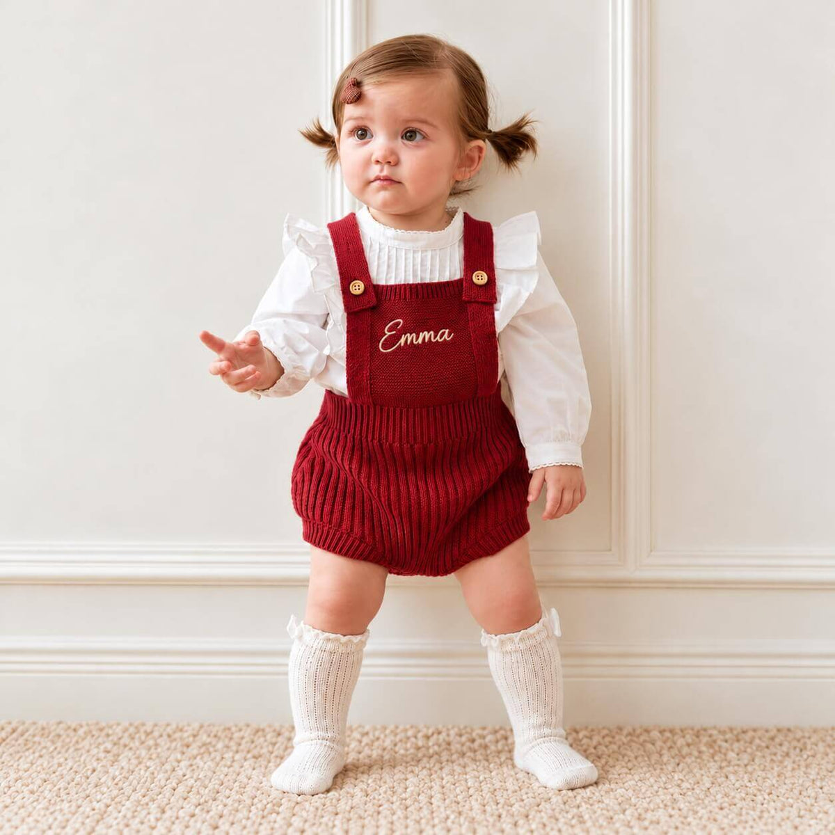 Baby Knit Suspender Romper