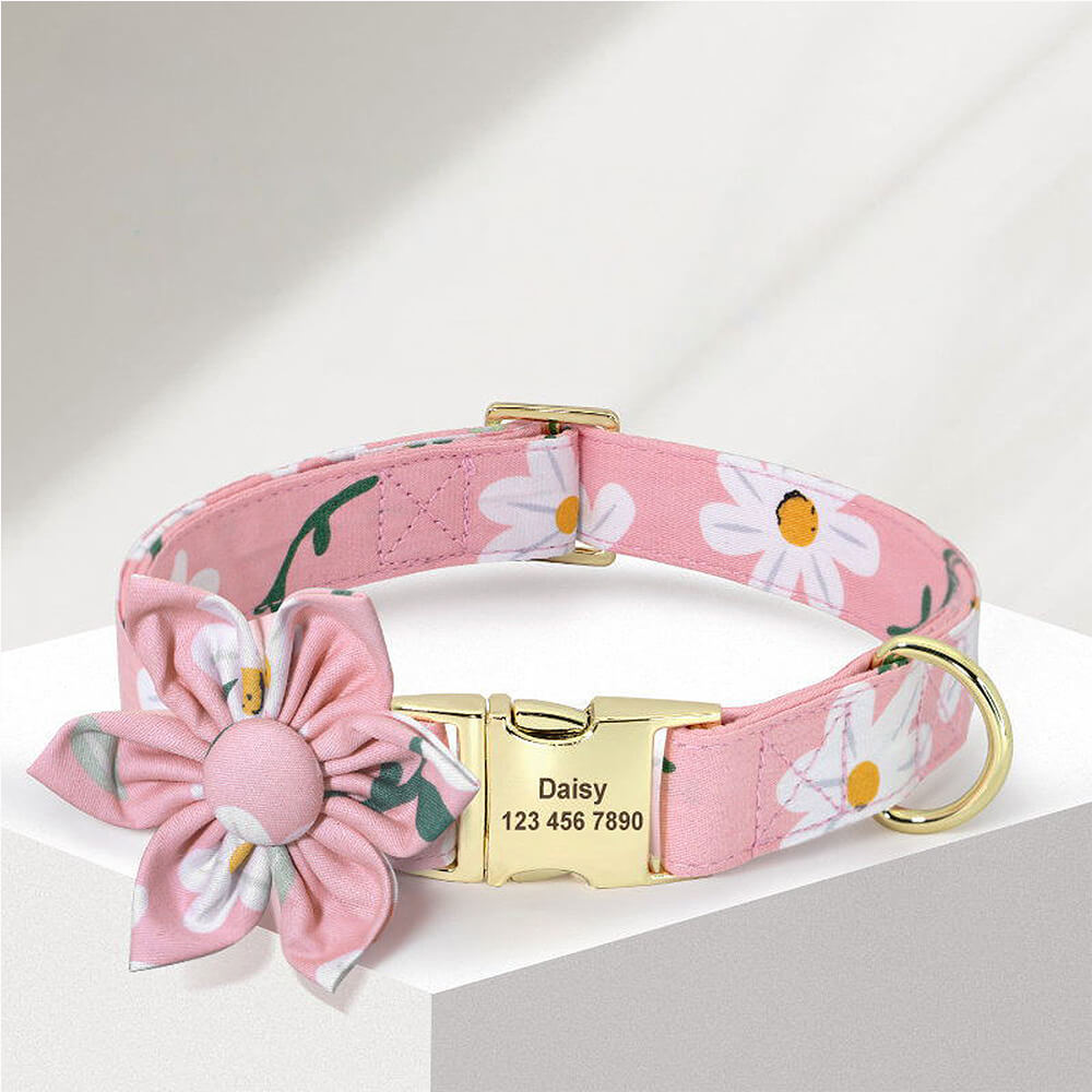 Floral Bow Tie Collar with Nameplate