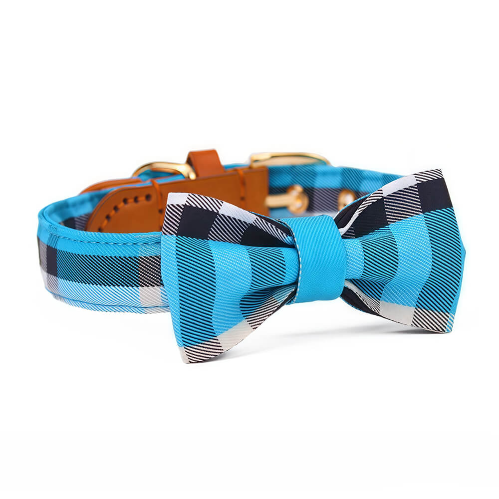 Plaid Bow Tie Collar with Nameplate