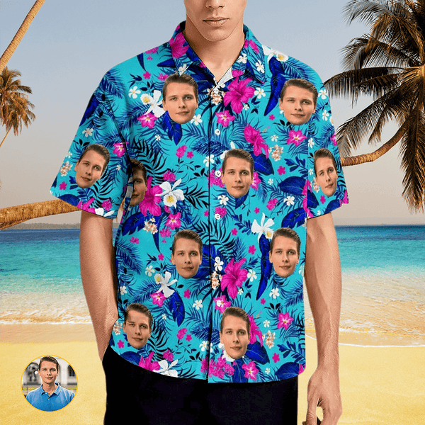 Tropical Flower Custom Photo Hawaiian Shirts