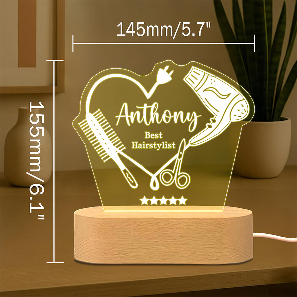 personalised hairstylist night light