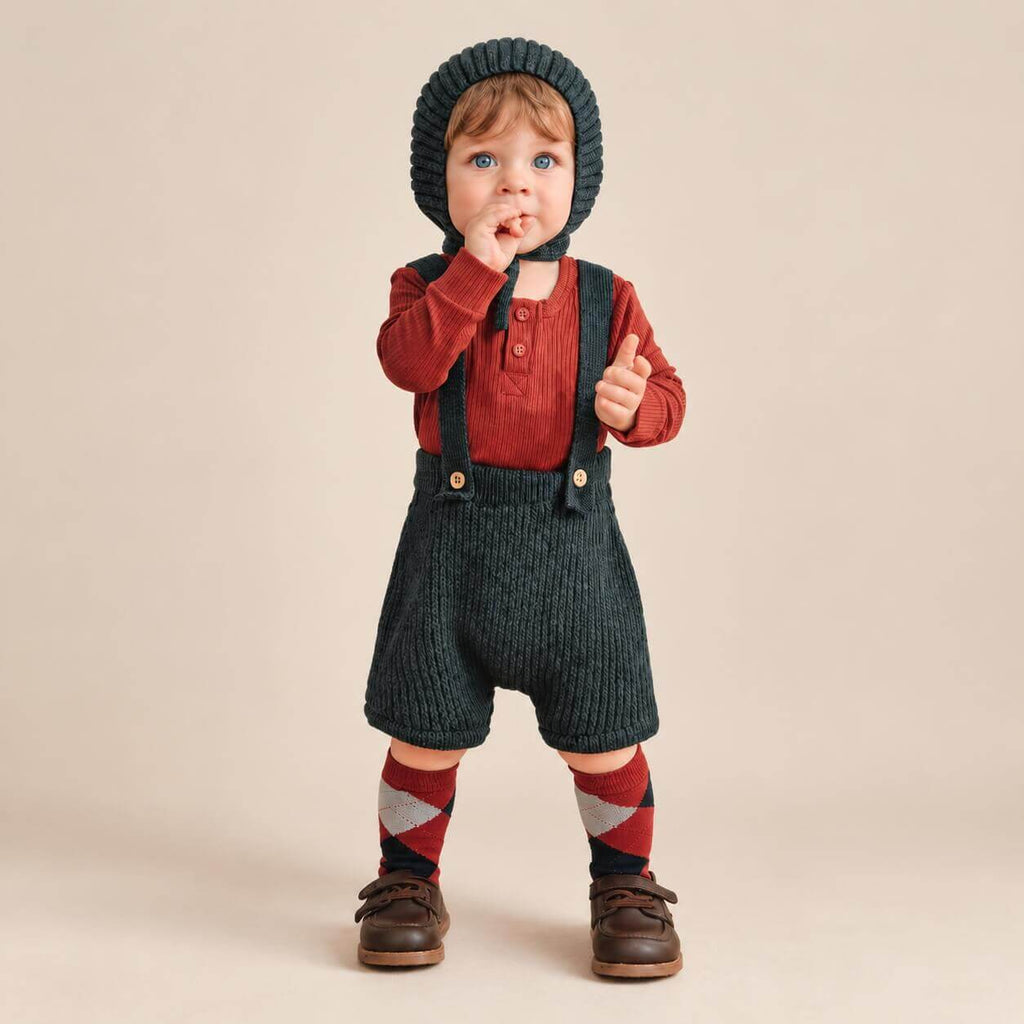 Baby Knit Suspender Romper