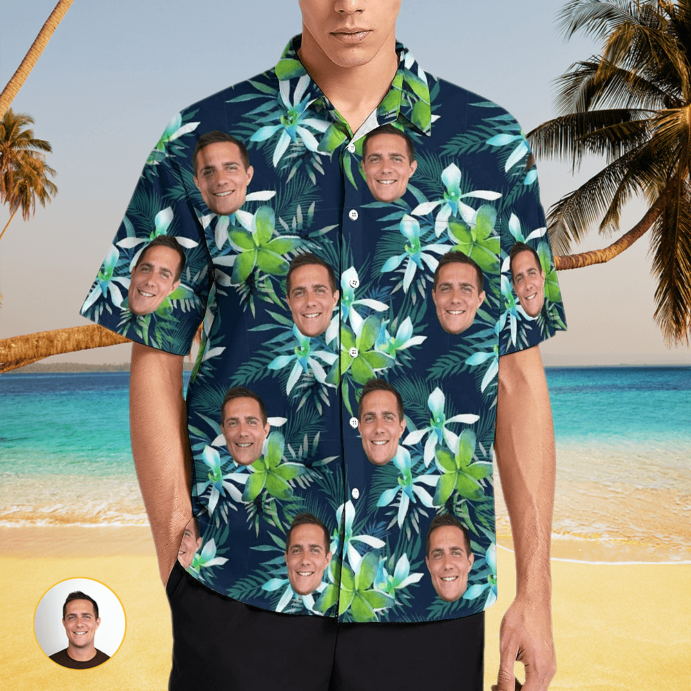 Flower Leaves Custom Photo Hawaiian Shirts