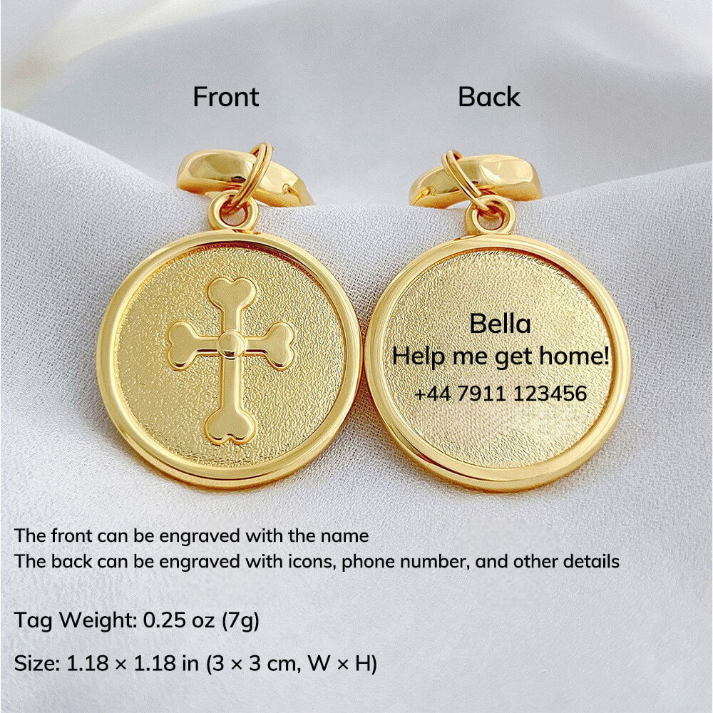 Cross Engraved Pet ID Tag