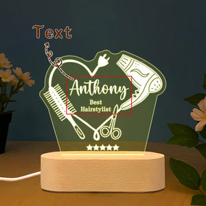 personalised hairstylist night light