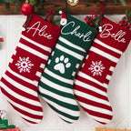 Personalized Christmas Stocking with Embroidered Name and Pet Paw Print