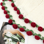Custom Name Rose Bouquet Blanket Hand-Woven Crochet Flowers