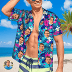 Tropical Flower Custom Photo Hawaiian Shirts