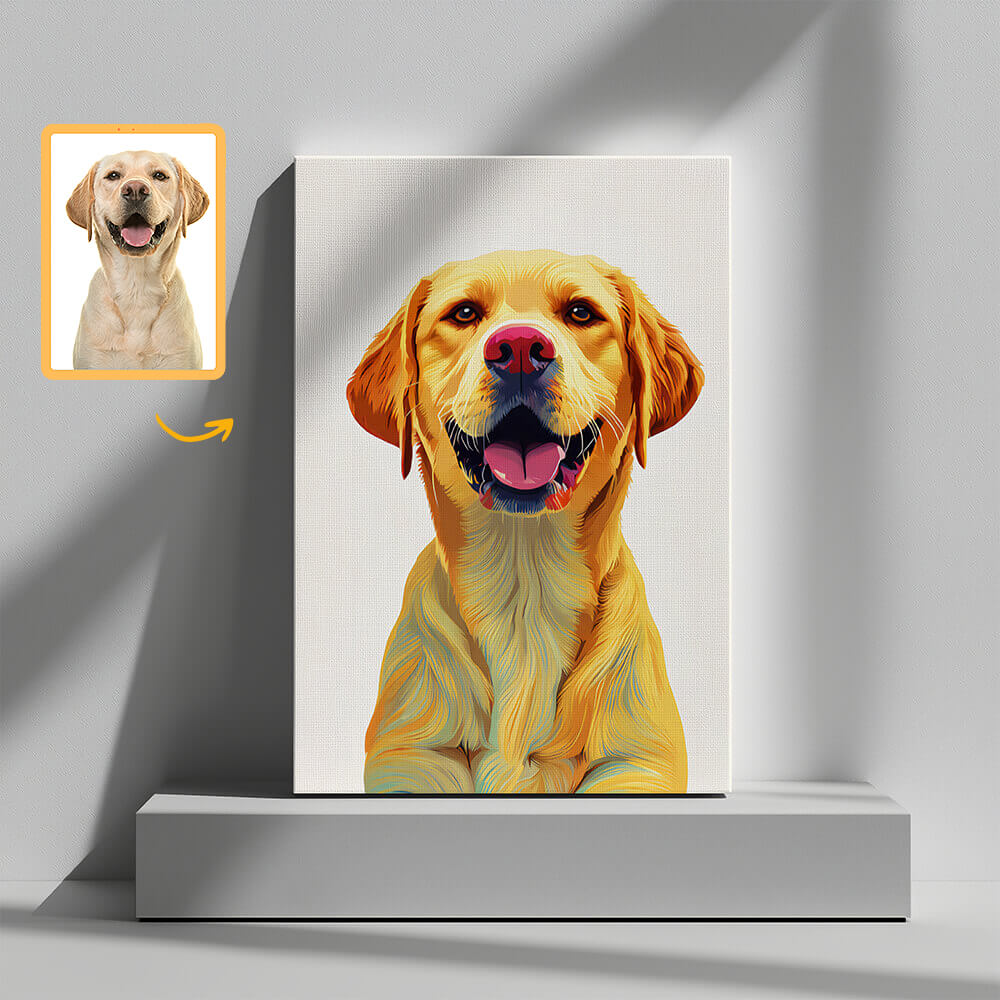 Custom Dog Portrait Canvas - Personalized Pet Wall Art from Photo - Memorial or Funny Gift for Dog Lovers