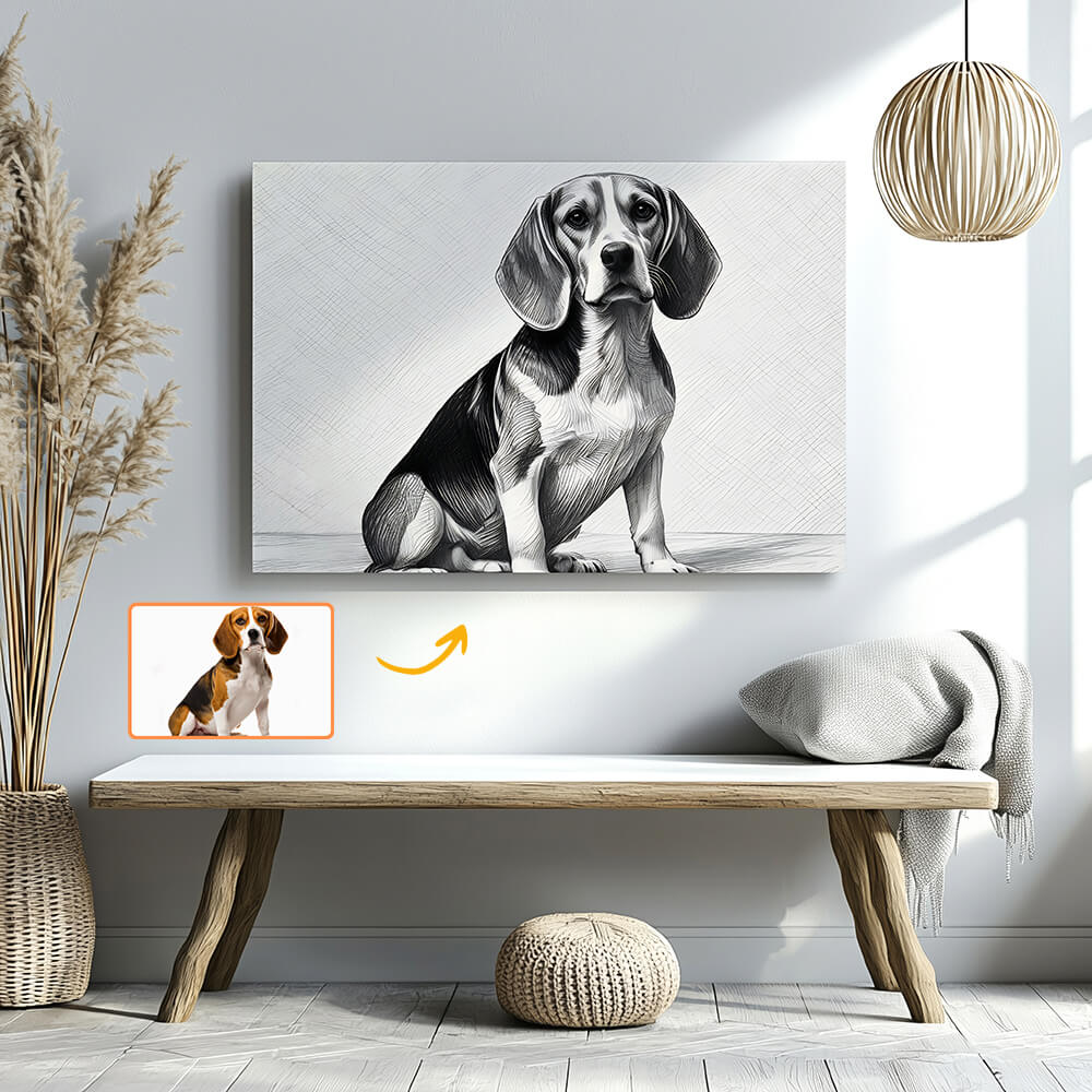 Custom Pet Sketch Canvas - Personalized Pet Wall Art from Photo - Memorial or Funny Gift for Dog Lovers