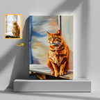 Custom Cat Portrait Canvas - Personalized Pet Wall Art from Photo - Memorial or Funny Gift for Cat Lovers
