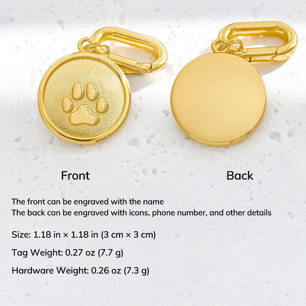 Round Paw Print Engraved Pet ID Tag