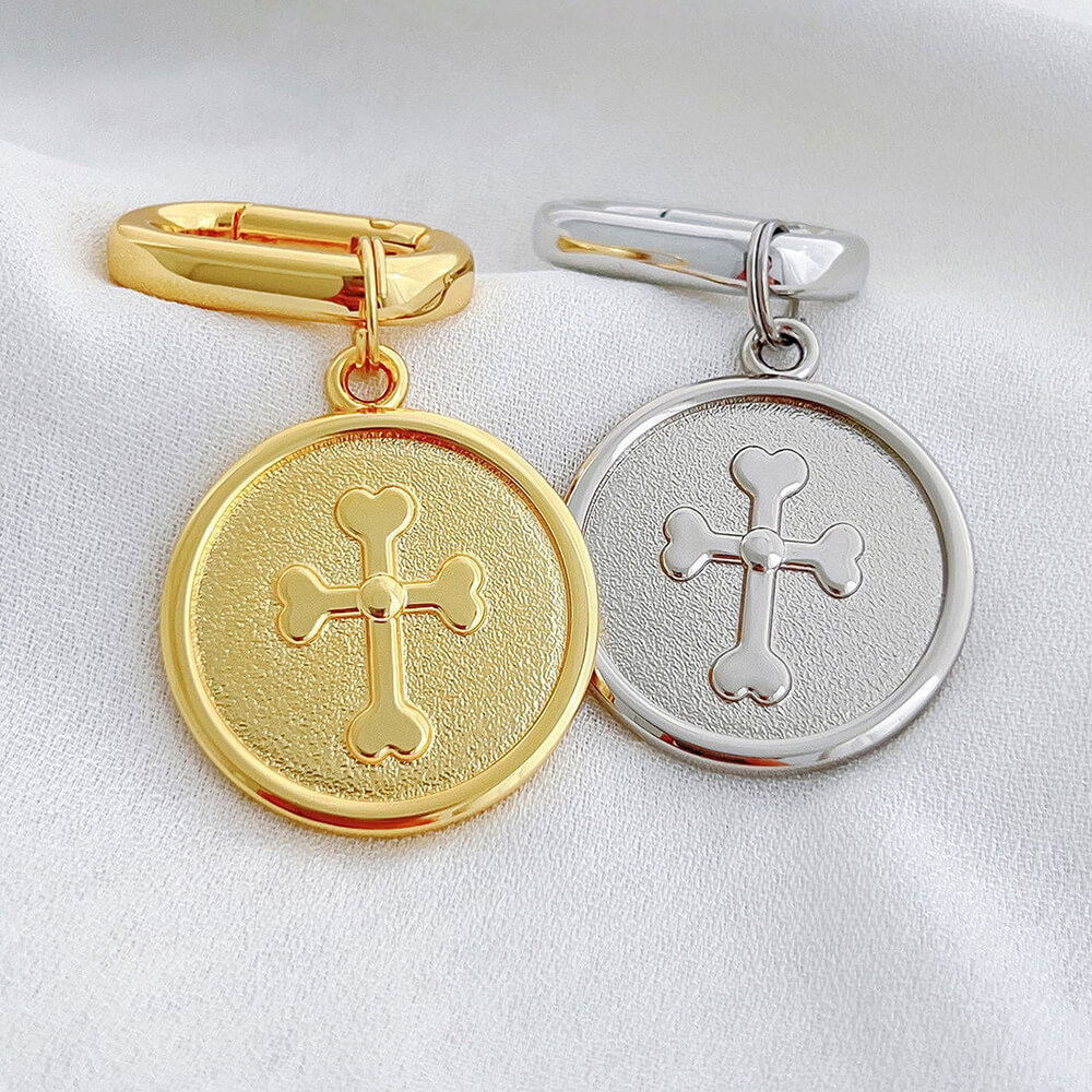 Cross Engraved Pet ID Tag