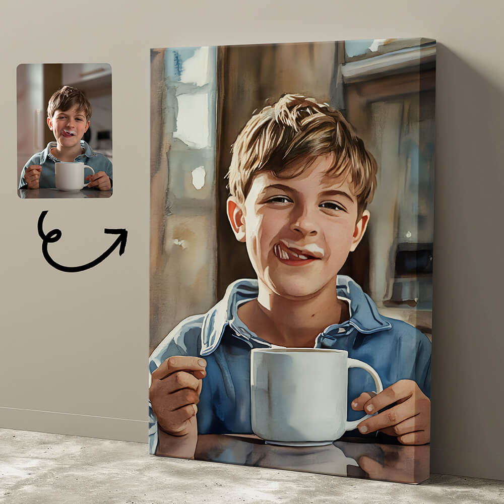 Personalized Watercolor Portrait From Photo - Personalized Customized Canvas – Memorial Portrait Gift