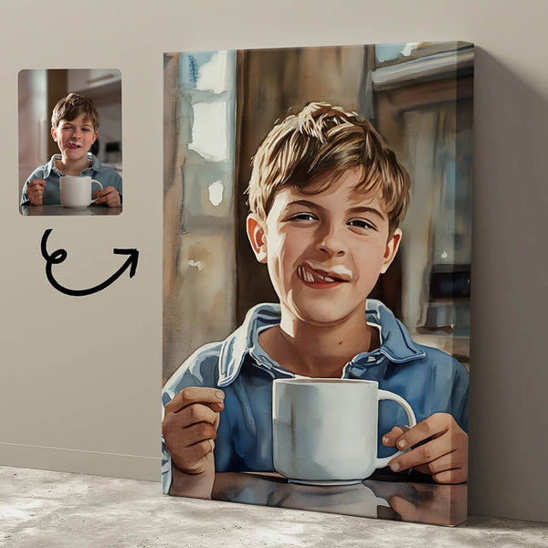 Personalized Watercolor Portrait From Photo - Personalized Customized Canvas – Memorial Portrait Gift