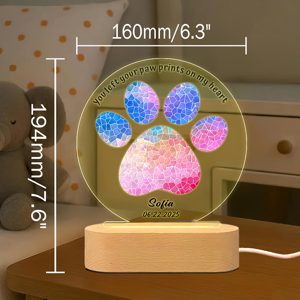Personalized Paw Print Night Light 