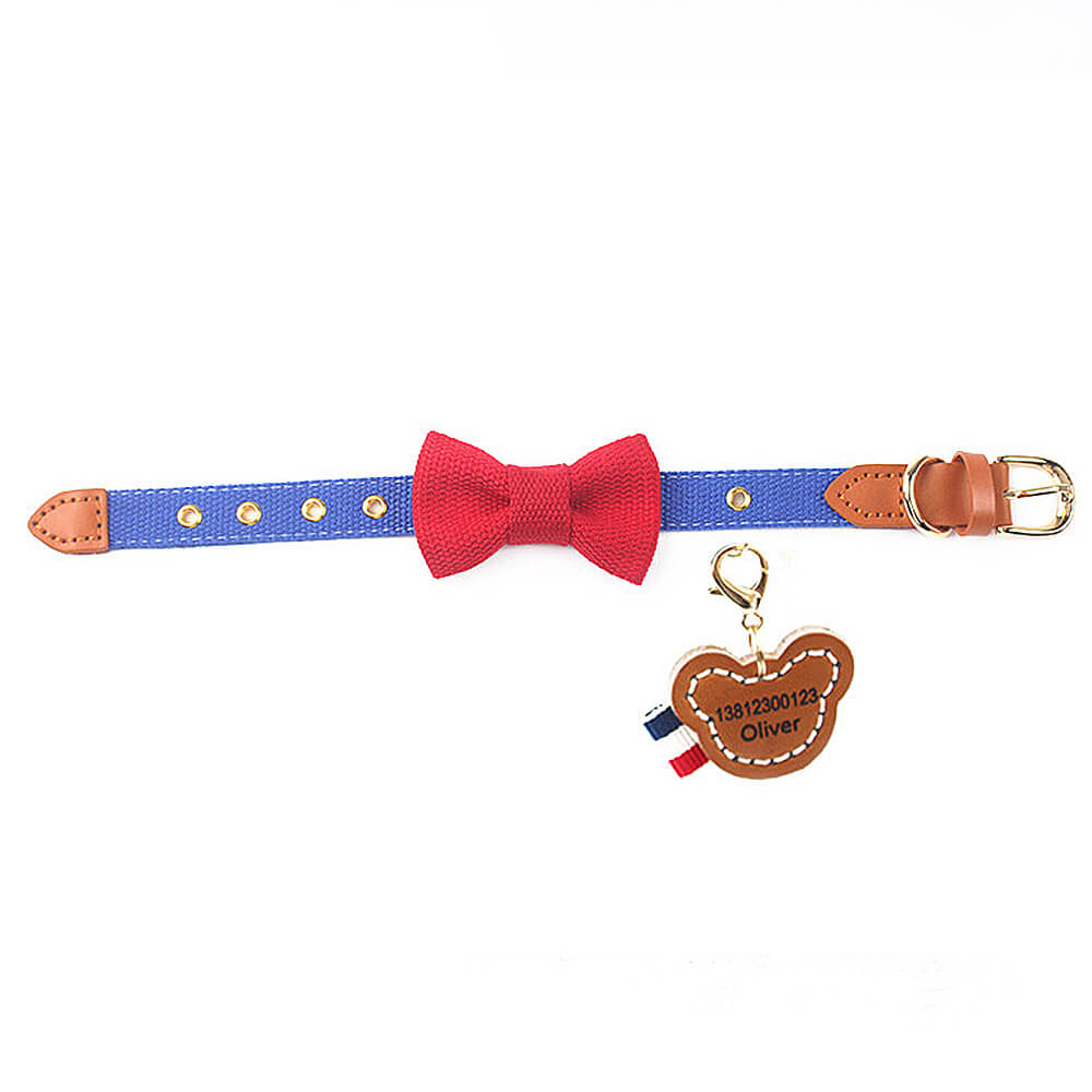 Contrast Bow Tie Collar with Nameplate