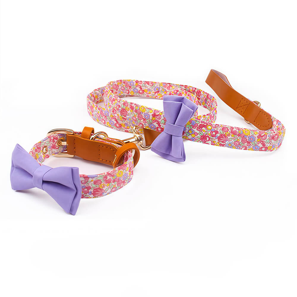 Floral Bow Tie Collar with Nameplate