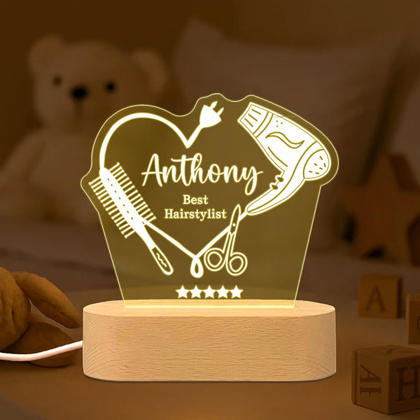 personalised hairstylist night light