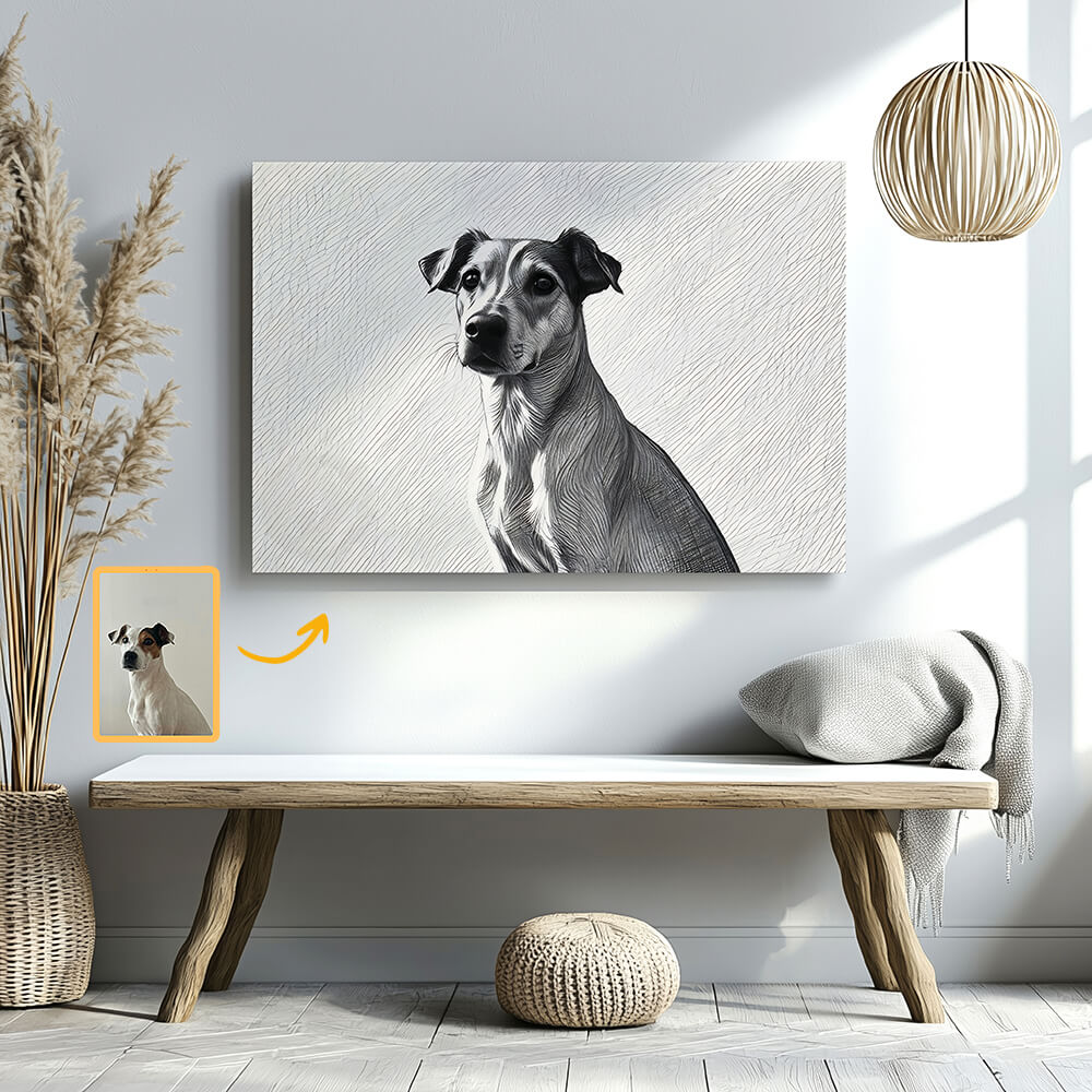 Custom Pet Sketch Canvas - Personalized Pet Wall Art from Photo - Memorial or Funny Gift for Dog Lovers
