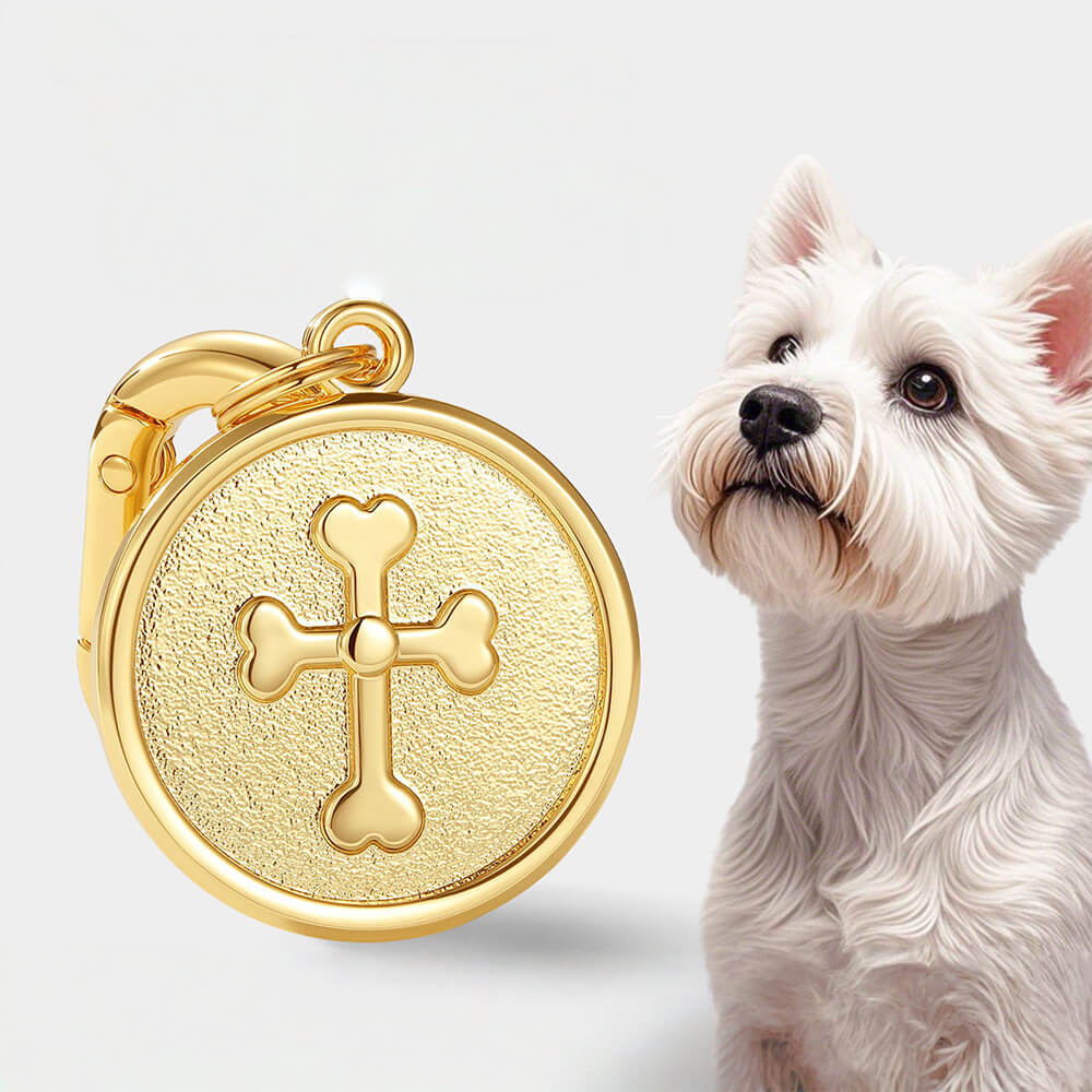 Cross Engraved Pet ID Tag