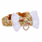 Lace Floral Bow Tie Collar with Nameplate