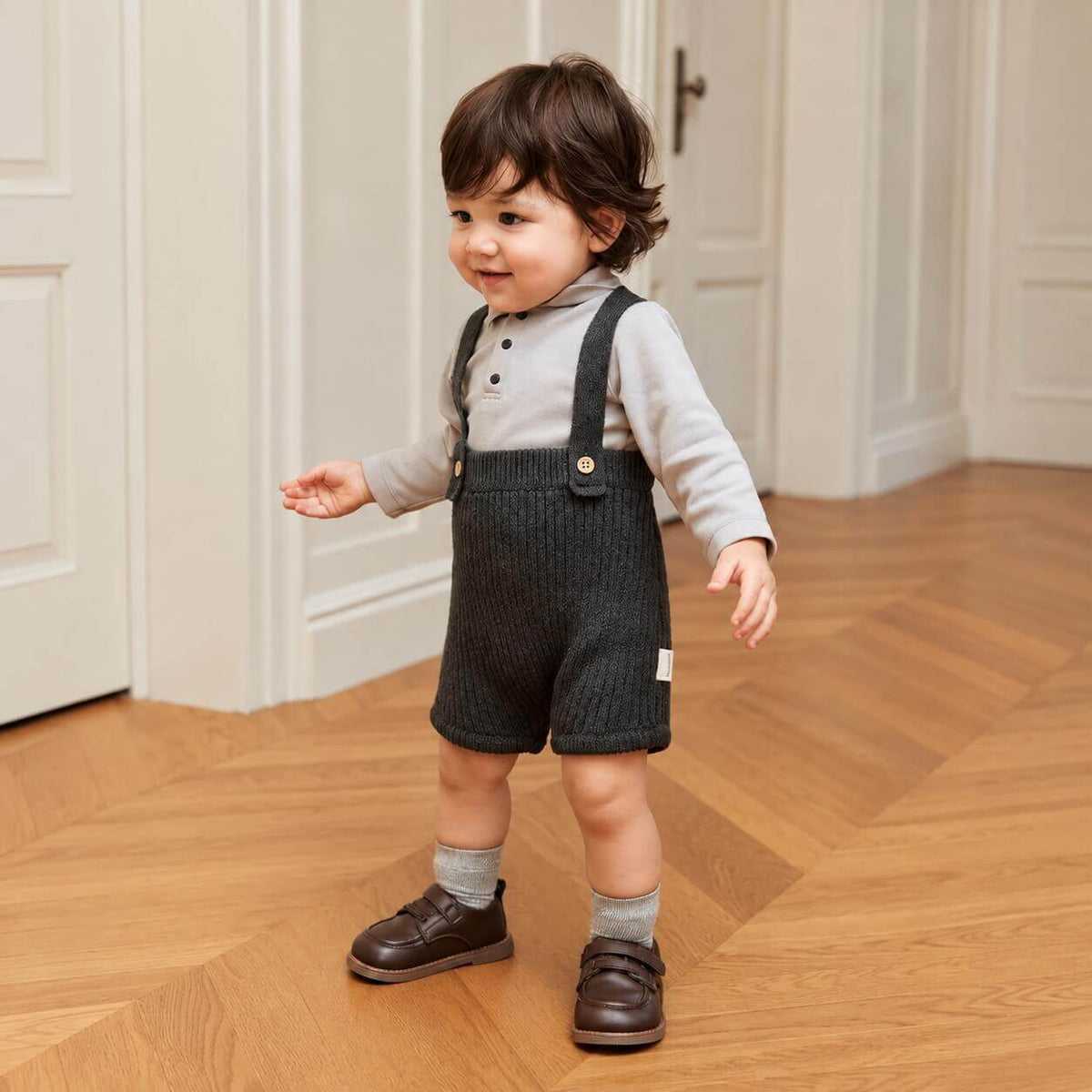 Baby Knit Suspender Romper