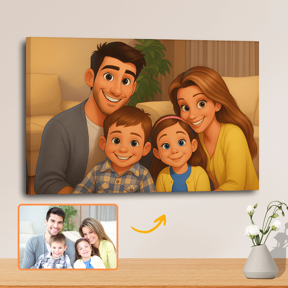 Fairy Tale-Inspired Family Canvas – Turn Your Photo into Fair Tale Style - Perfect Gift for Siblings, Loved Ones