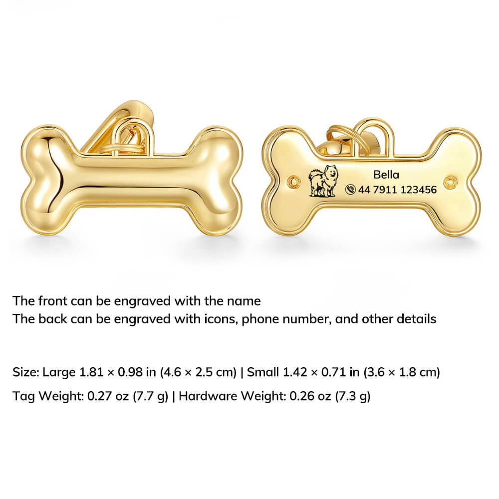 Bone-Shaped Engraved Pet ID Tag