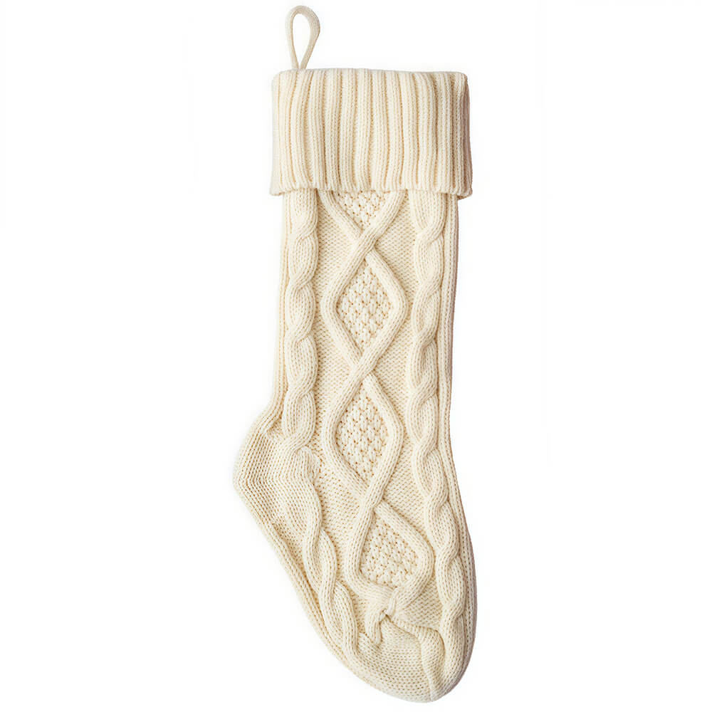 Personalized Cable Knit Christmas Stocking with Embroidered Name