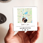 Long Distance Relationship Music Fridge Magnet Two Location Heart Magnet