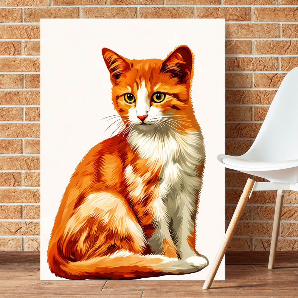 Custom Cat Portrait Canvas - Personalized Pet Wall Art from Photo - Memorial or Funny Gift for Cat Lovers