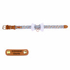 Lace Floral Bow Tie Collar with Nameplate