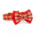 Elegant Plaid Bow Tie Collar with Nameplate