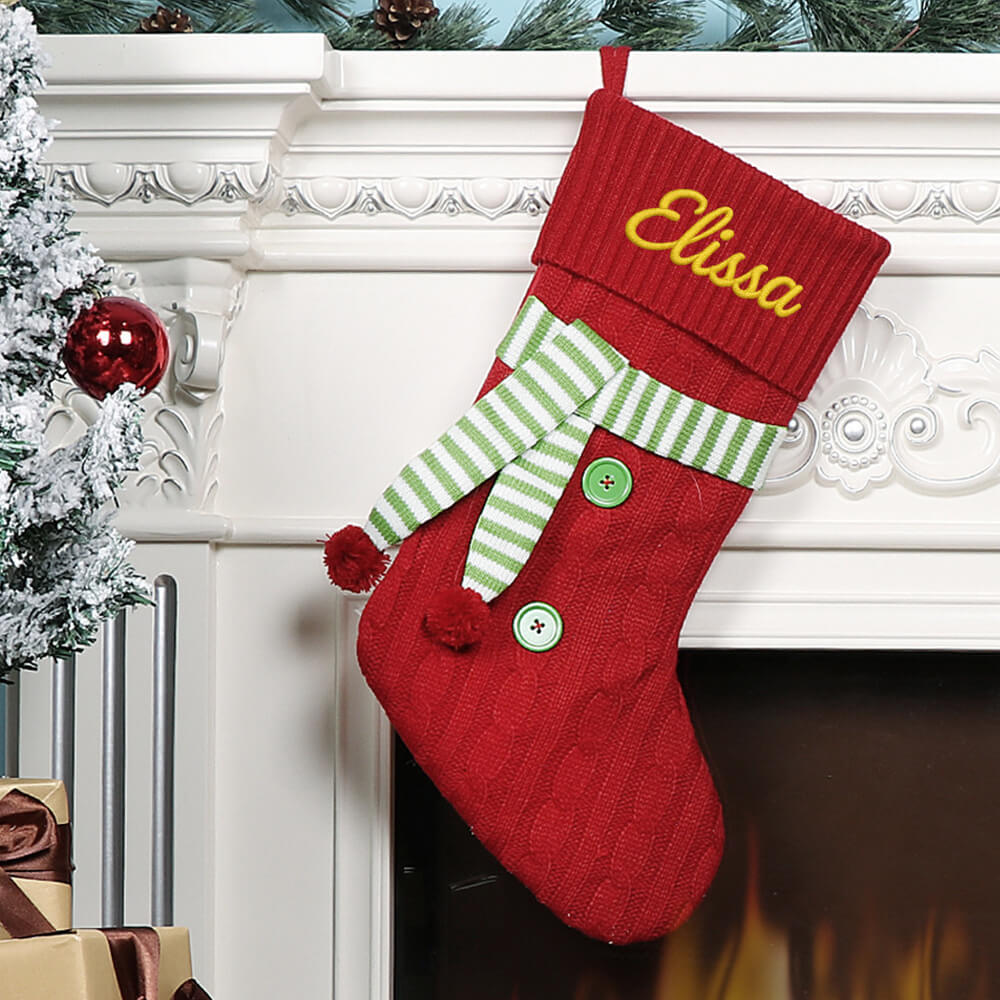 Personalized Embroidered Knitted Christmas Stocking