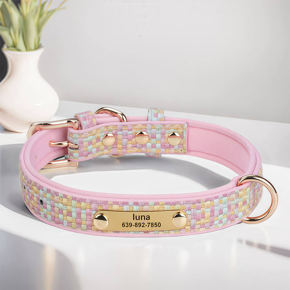 Elegant Woven Name Dog Collar