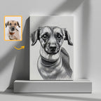 Custom Pet Sketch Canvas - Personalized Pet Wall Art from Photo - Memorial or Funny Gift for Dog Lovers