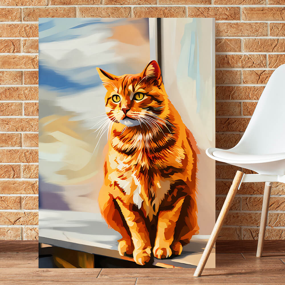 Custom Cat Portrait Canvas - Personalized Pet Wall Art from Photo - Memorial or Funny Gift for Cat Lovers