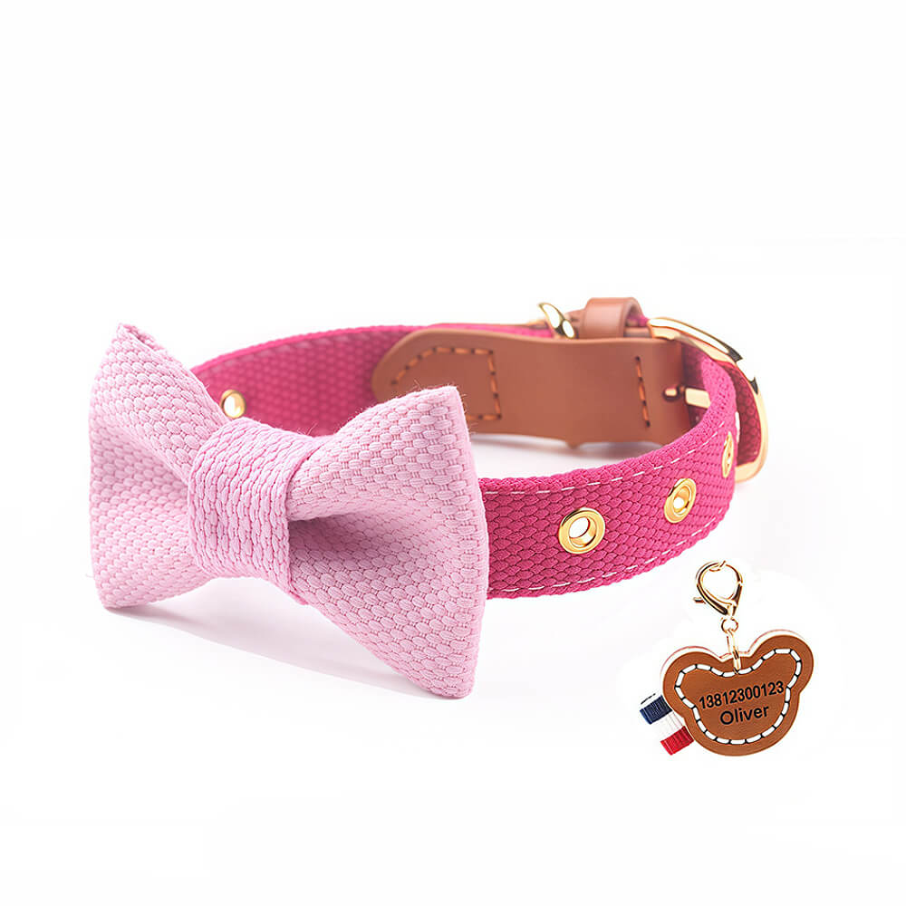 Contrast Bow Tie Collar with Nameplate