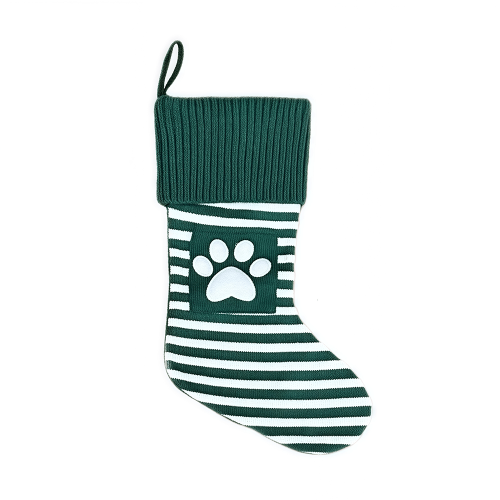Personalized Christmas Stocking with Embroidered Name and Pet Paw Print