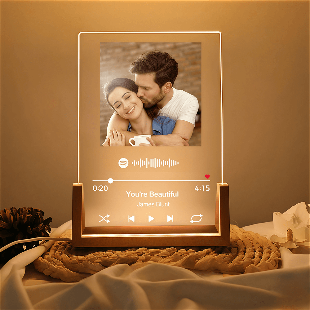 Acrylic Spotify Night Light with Custom Photo - Gift for Couple, Valentine's Day