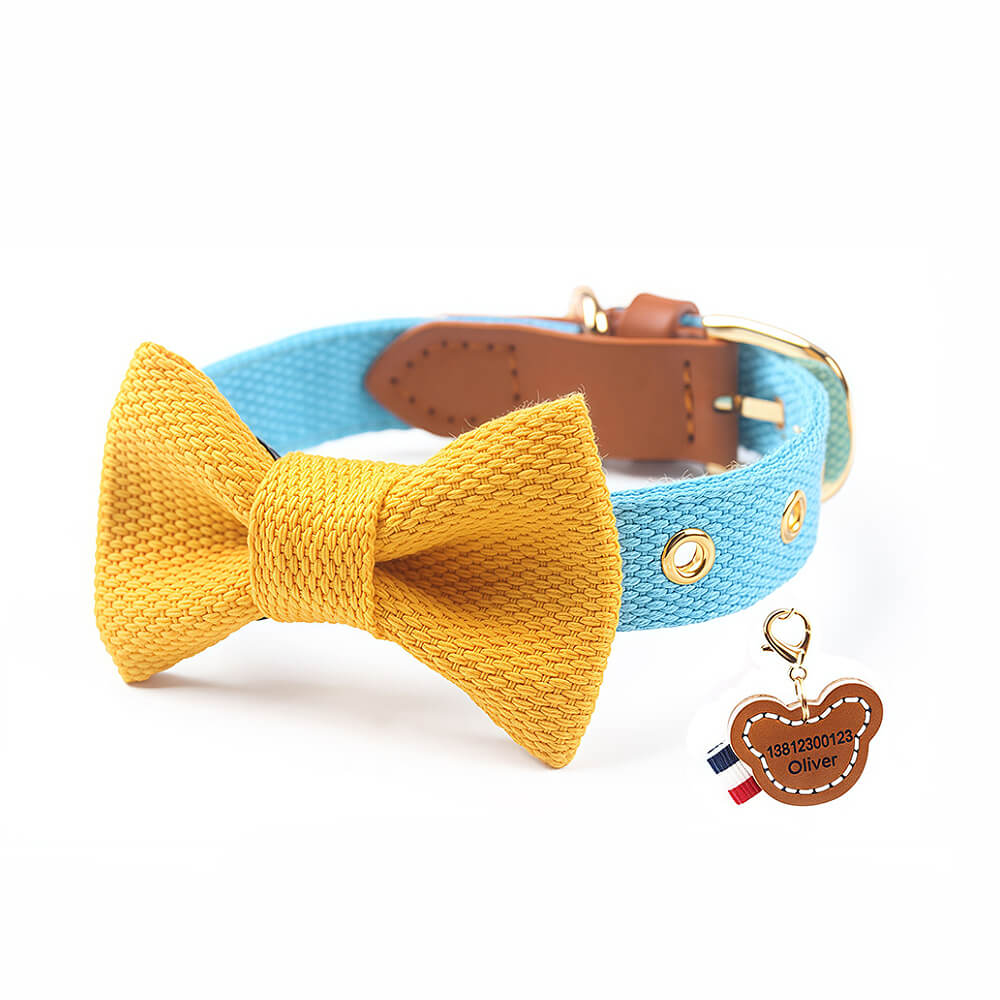 Contrast Bow Tie Collar with Nameplate